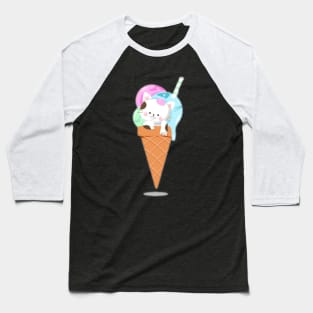 Cat & ice cream Baseball T-Shirt